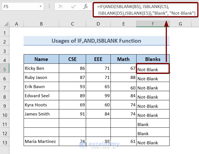 Exclude Blank Rows in Excel Using IF, AND, & ISBLANK Functions