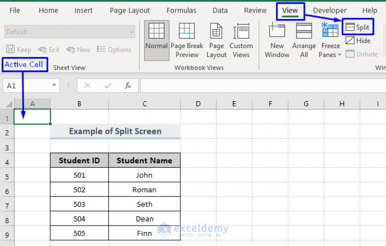 How to split screen in excel 3 ways exceldemy