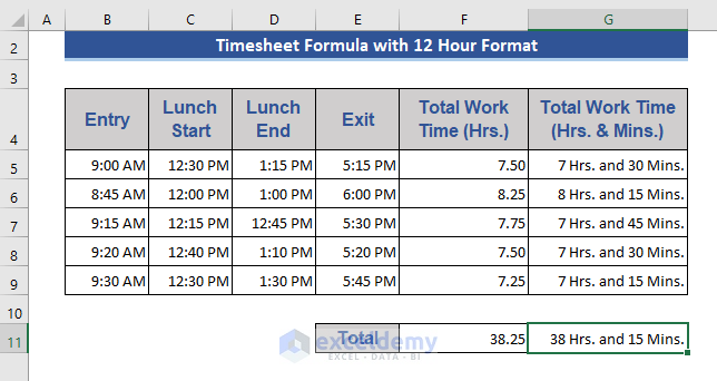 Get Total Work Timesheet of a Week