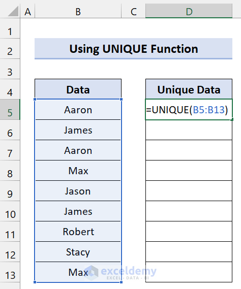 excel Unique Values from a Column