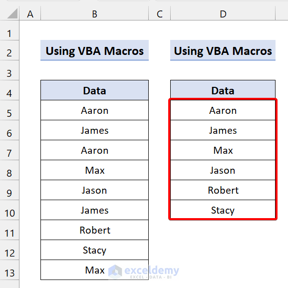 VBA Macros for Unique Values in a Column in excel