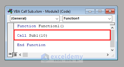 VBA Code to Call a Sub from A Function in VBA in Excel