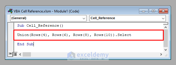 VBA Code to Refer to Cell Reference in Excel VBA