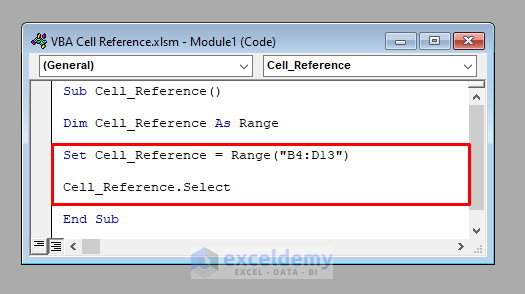 Select Cells to Refer to Cell Reference in Excel VBA