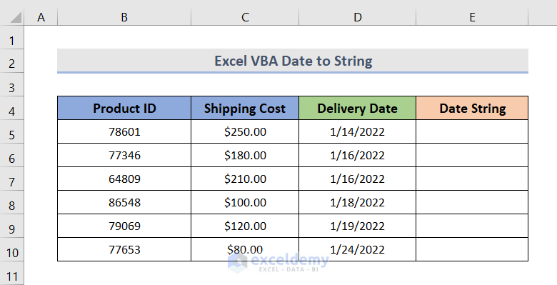 Convert VBA Date to string in a Different Column