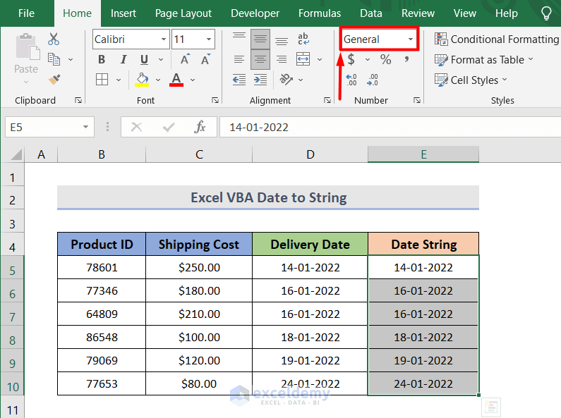 Convert VBA Date to string in a Different Column