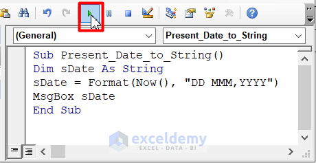 VBA to Change Present Date to String