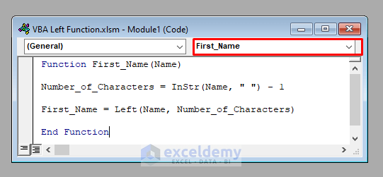 Code with Excel VBA Left Function
