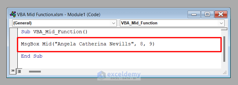 Excel VBA Mid Function