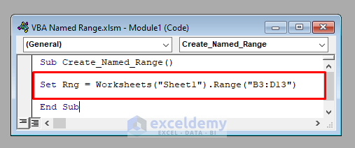 VBA Code to Create Named Range in Excel