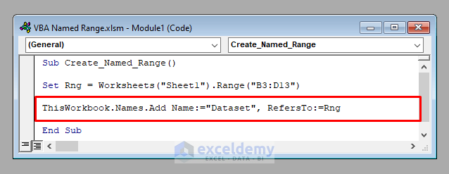 VBA Code to Create Named Range in Excel