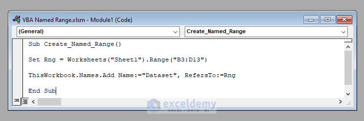 VBA Code with Named Range in Excel