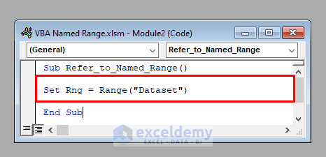 VBA Code to Refer to a Named Range in Excel