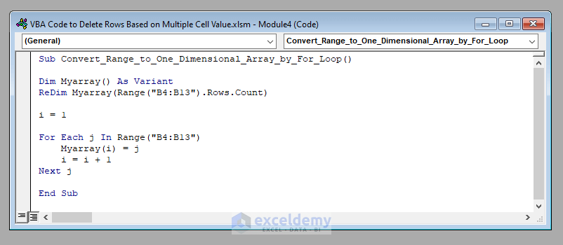 VBA Code to Convert Turing Range to Array in Excel VBA