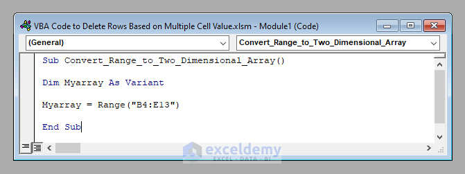 VBA Code to Convert Range to Array in Excel