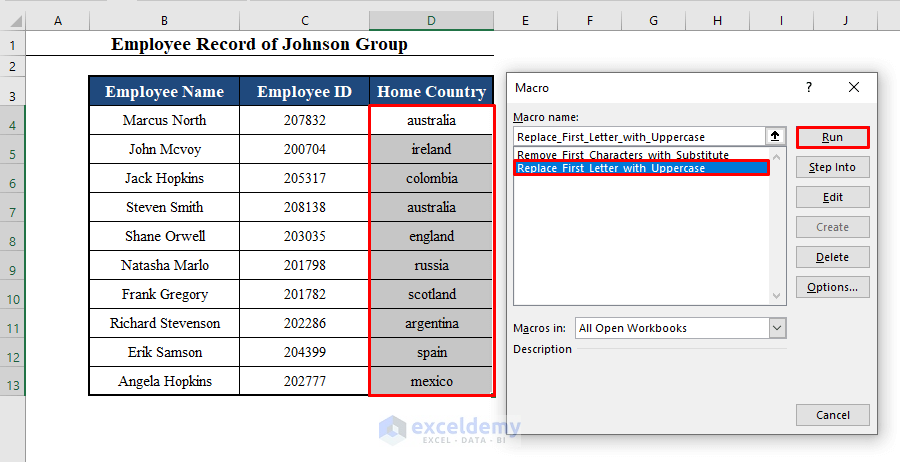 Running Macro with the Substitute Function in Excel VBA