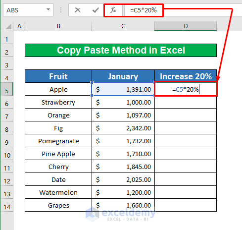 Use the Copy-Paste Method to Copy Formula To Entire Column