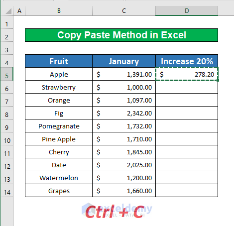 Use the Copy-Paste Method to Copy Formula To Entire Column
