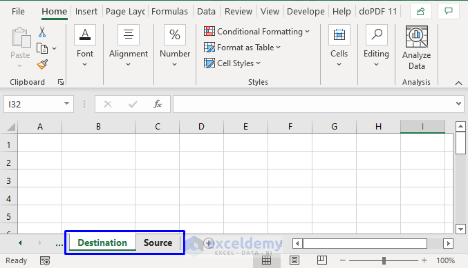 two sheets to link in excel manually