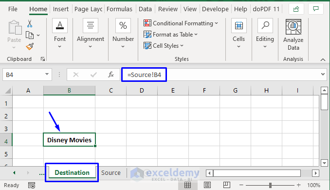 Manually Link Two Excel Work sheets