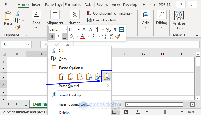 Paste Link Option to Link Two Excel Sheets