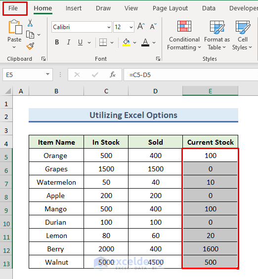 Selecting Range to Apply Excel Options