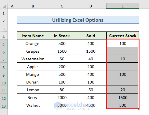 Result After Performing If Zero Leave Blank Utilizing Excel Options