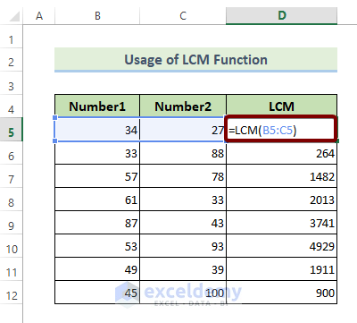 The LCM Function: Mathematical Functions in Excel pdf