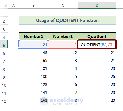 The QUOTIENT Function