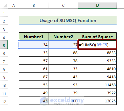 The SUMSQ Function
