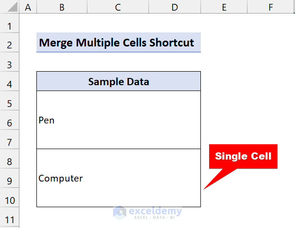 Excel Shortcut to Merge Cells into One Cell