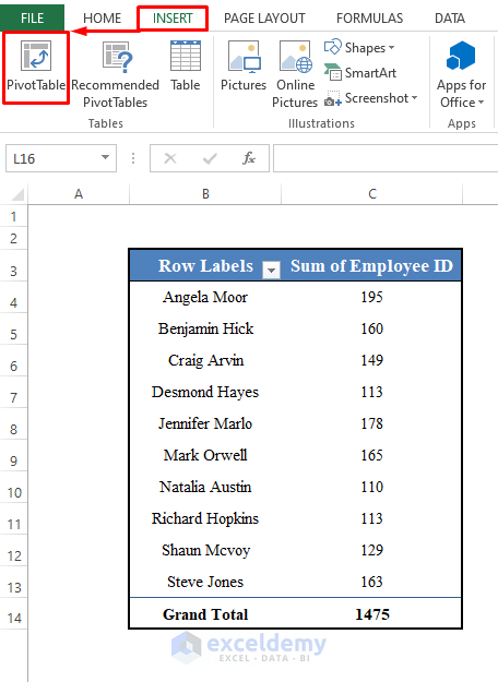 Pivot Table with Name to Refresh All Pivot Tables with VBA in Excel