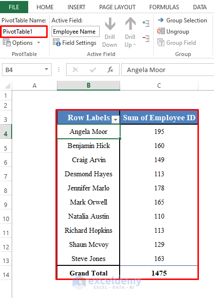 Pivot Table to Refresh All Pivot Tables with VBA in Excel