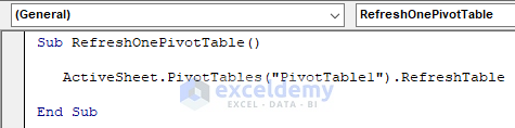 VBA to Refresh One Pivot Table in Excel