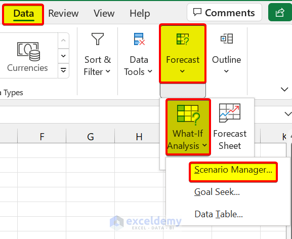 Scenario Manager in Excel