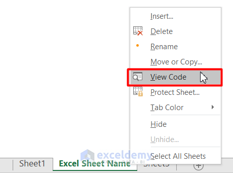 Shortcut VBA Code to Delete Sheet by Name in Excel