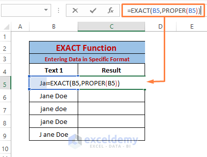 specific format-Excel EXACT function