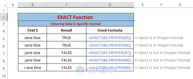 specific format final -Excel EXACT function