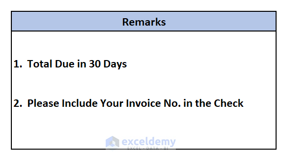 text invoice format in excel