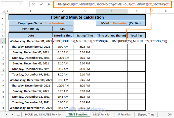 time function-How to Calculate Hours and Minutes for Payroll in Excel