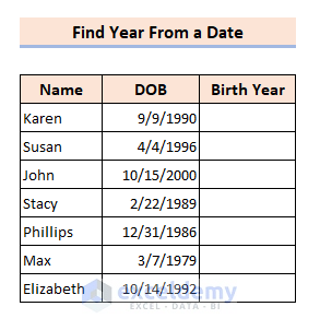 Find Birth Year from Date using VBA