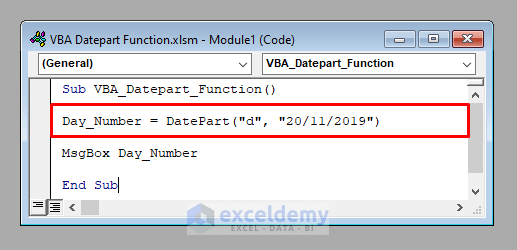Quick View of the VBA Datepart Function