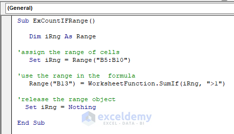 COUNTIF Function with a Range of Object in Excel VBA