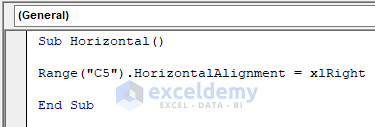 Format Horizontal alignment of Text in a Cell with VBA Macro