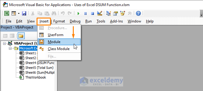 VBA Macro-Excel DSUM Function