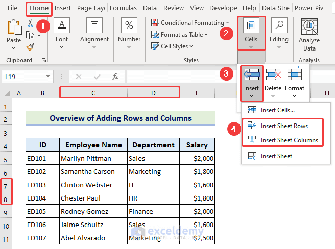 How to Add Rows and Columns in Excel (3 Methods)