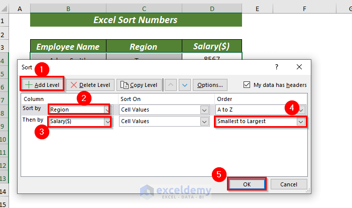 Sort Numbers Based on Criteria in Excel 