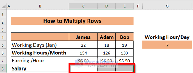 How to multiply rows in Excel