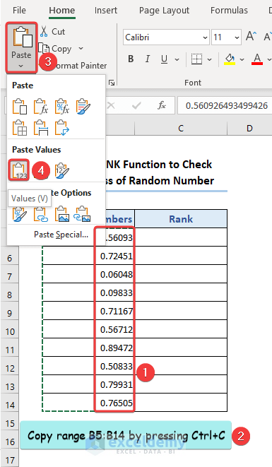 Copy and paste random numbers