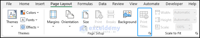 print titles option is disabled in Excel